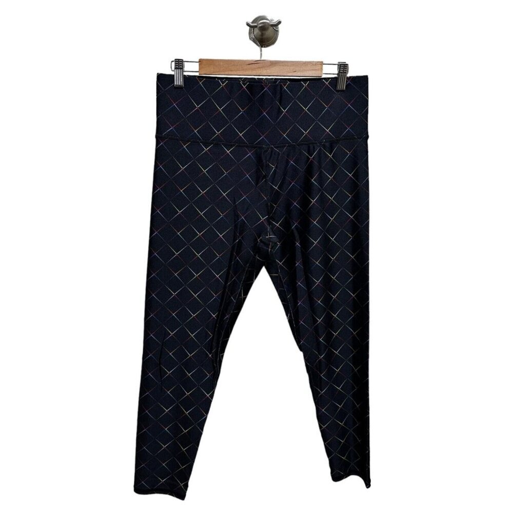 Terez Womens Size XL Black Geometric Print Wide‎ Waistband Leggings NEW